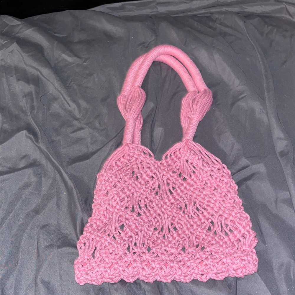 Pink Woven Handbag